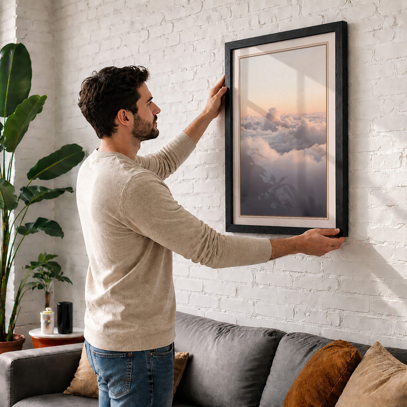 Above the Clouds Minimalist - Framed Print, A1 - 84.1 x 59.4 cm, Black
