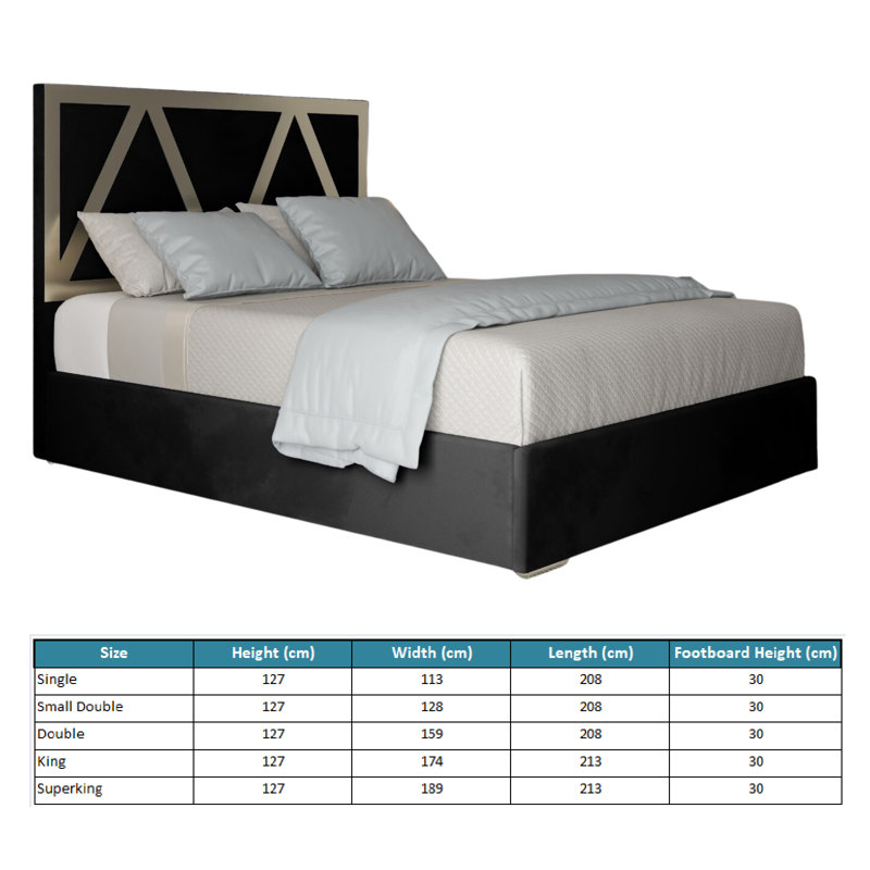 Anasophia Upholstered Bed, Black, Single (3')