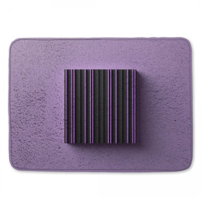 Black Purple Striped Rectangular Bath Mat