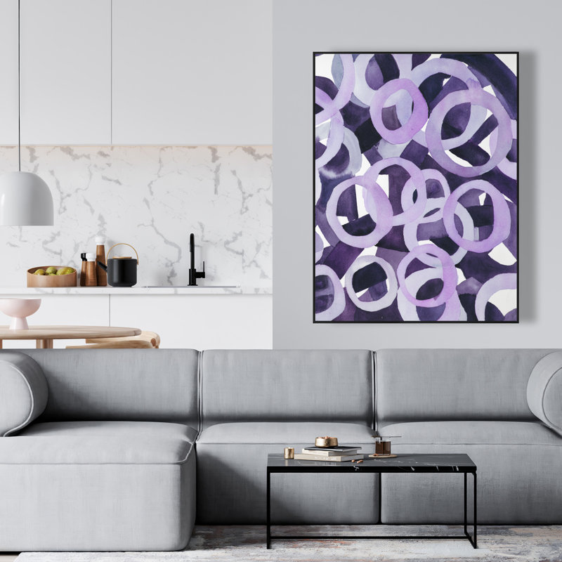 Anneaux mauves abstraits - Décoration de chambre en toile encadrée | Art