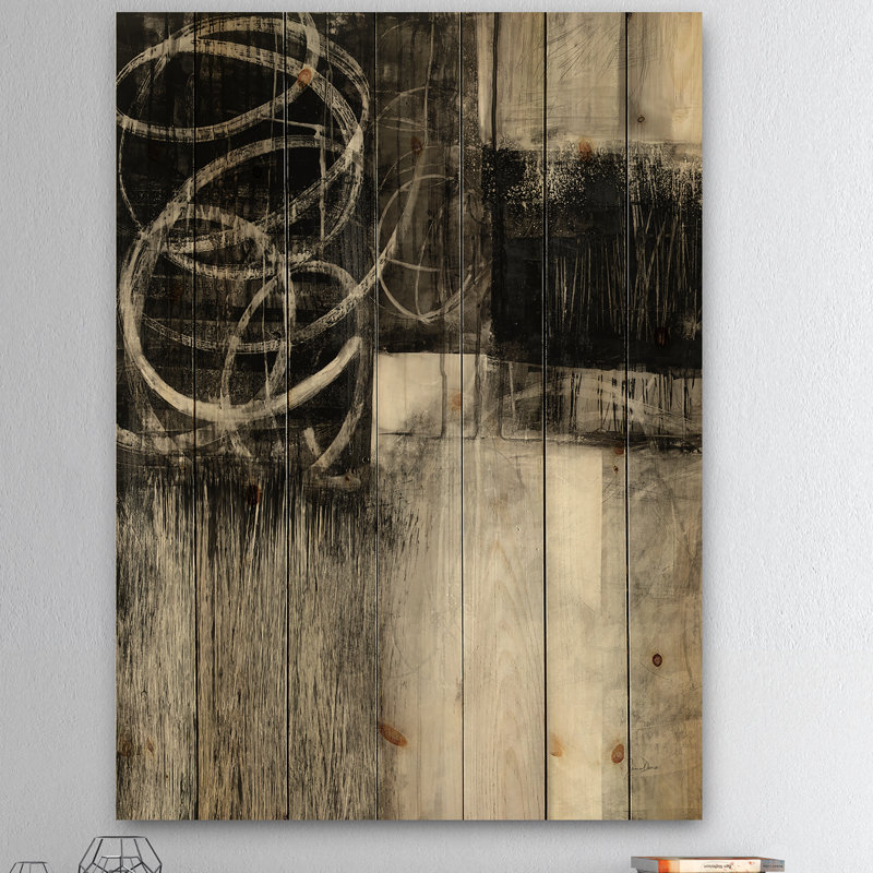 A A Geometric Day I - Impression moderne Mid-Century sur bois de pin naturel, H 20 po x l 12 po x P 1po