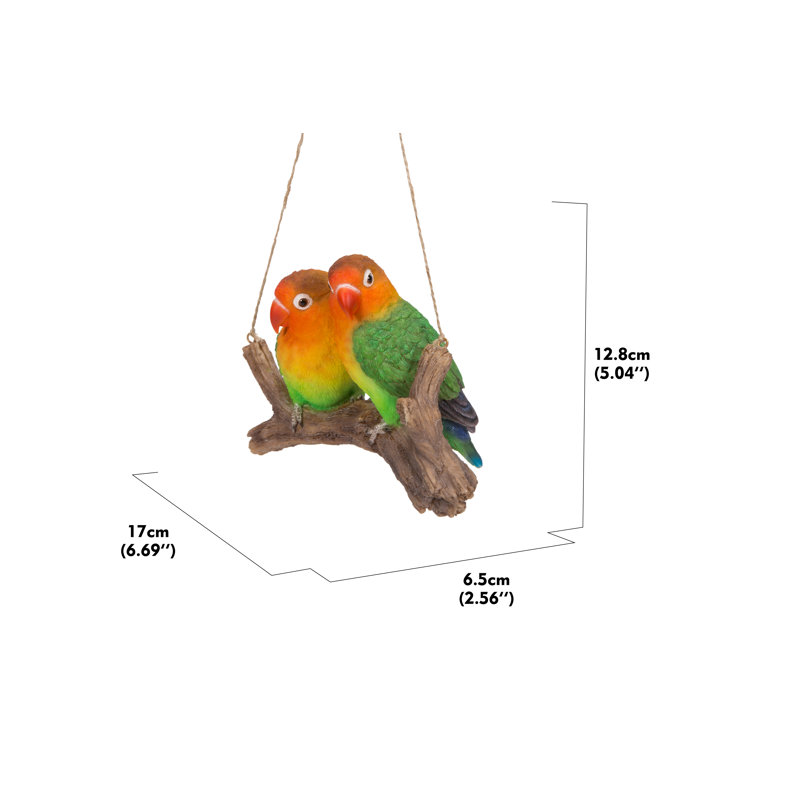 Vibrant Multicolor Resin Lovebirds Hanging Decor