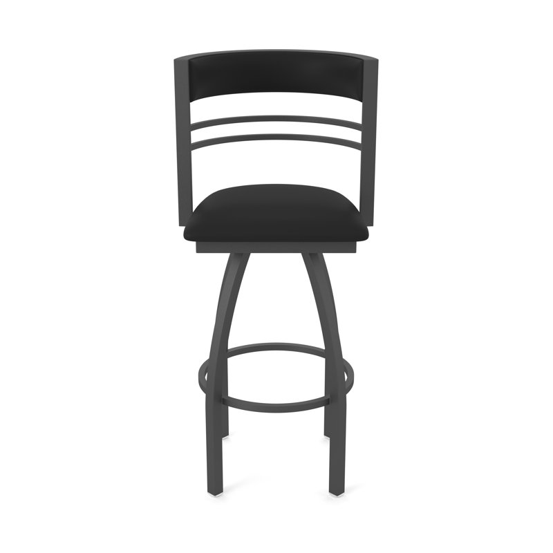 Hunter Swivel Stool, Tabouret de bar (siège d'une hauteur de 30 po), Étain, Vinyle - Vinyle noir