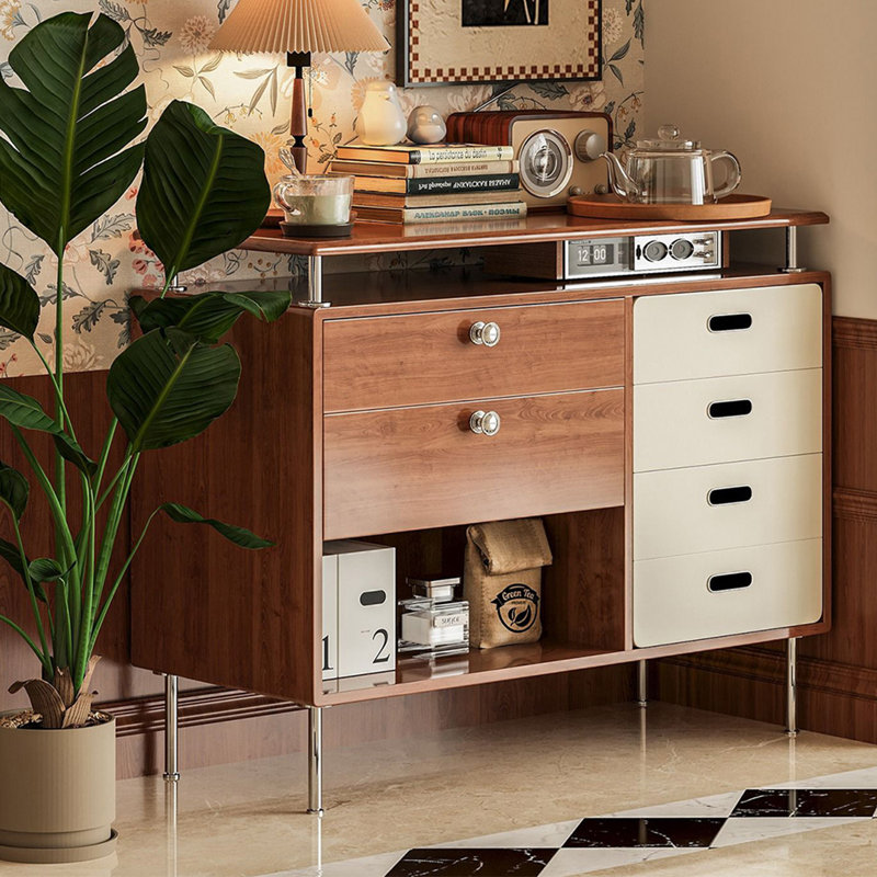 Armoire d'appoint multifonctionnelle en bois massif moderne et minimaliste