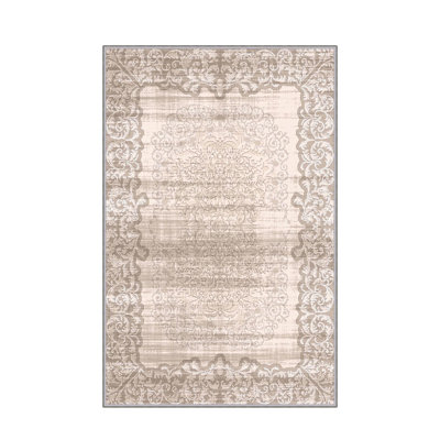 Tapis antibactérien 100% polyester 5,9 x 9,2 pi Luxurious Pois en feutre antidérapant en PVC, d'une hauteur de poils de 0,3 po | Lavable à la machine, impression numérique 3D, parfaite pour le décor du salon et de la chambre à coucher