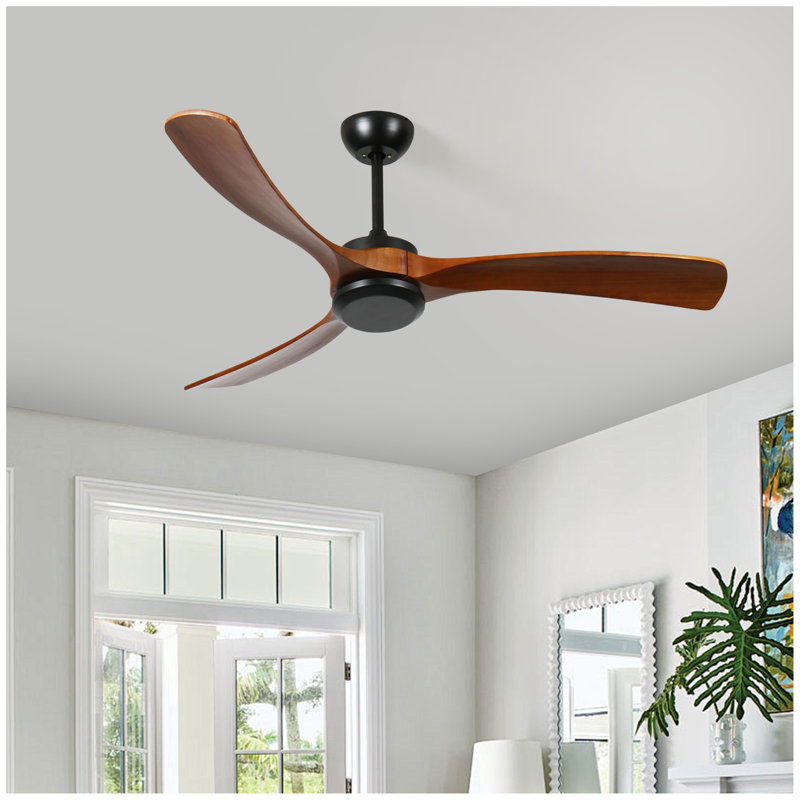 Ventilateur de plafond 72 po en bois sans lumière avec télécommande, ventilateur de plafond à profil bas sans lumière, moteur à courant continu réversible silencieux avec minuterie