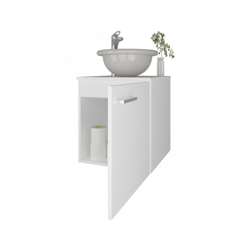 Meuble-lavabo avec lavabo intégré FM Furnitille, Blanc
