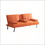 Canapé-lit pliant double en cuir orange 67 po avec dossier réglable et table basse 67 po pour espaces de vie compacts