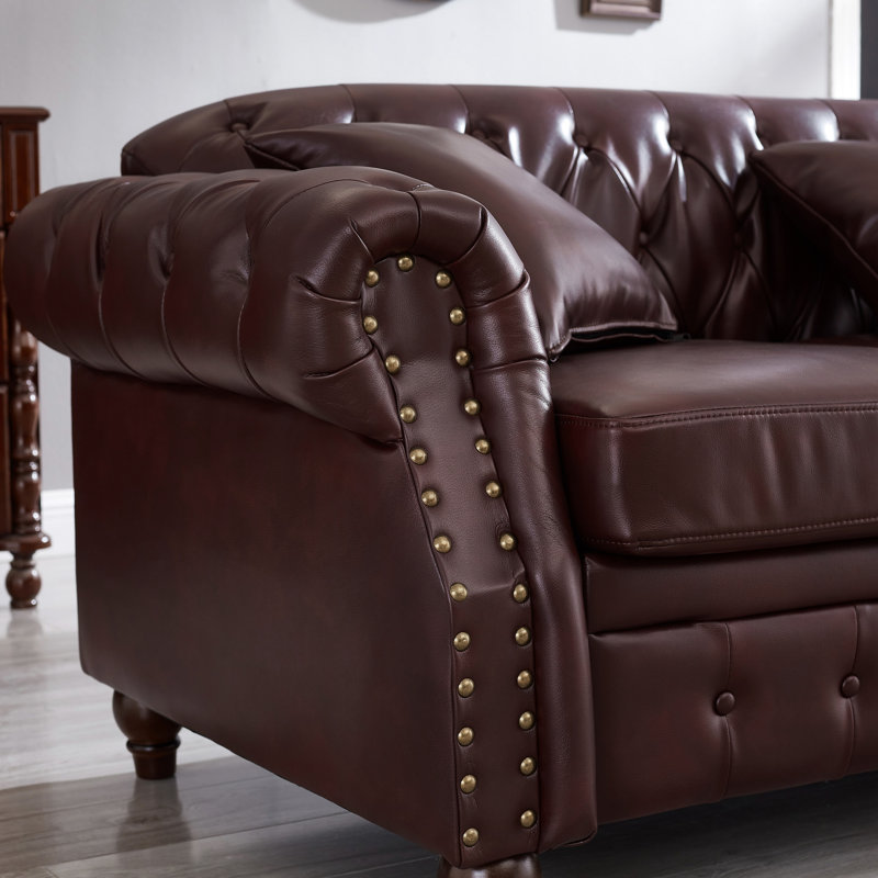 Luxueux canapé en similicuir avec rangement et sièges confortables pour le salon