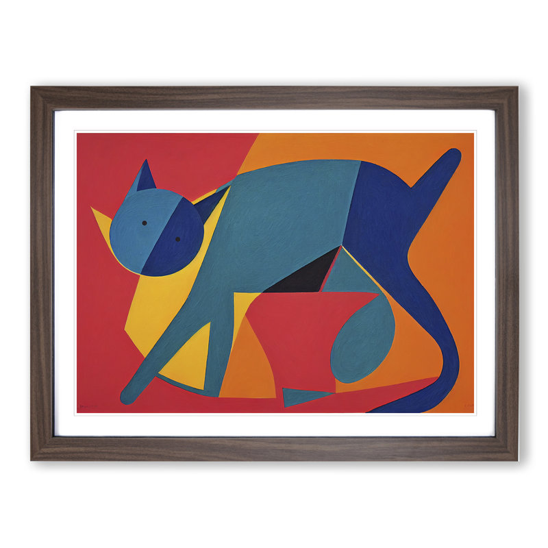 Abstract Cat Vol.1 - Framed Print, 25cm H x 34cm W x 2cm D, Walnut