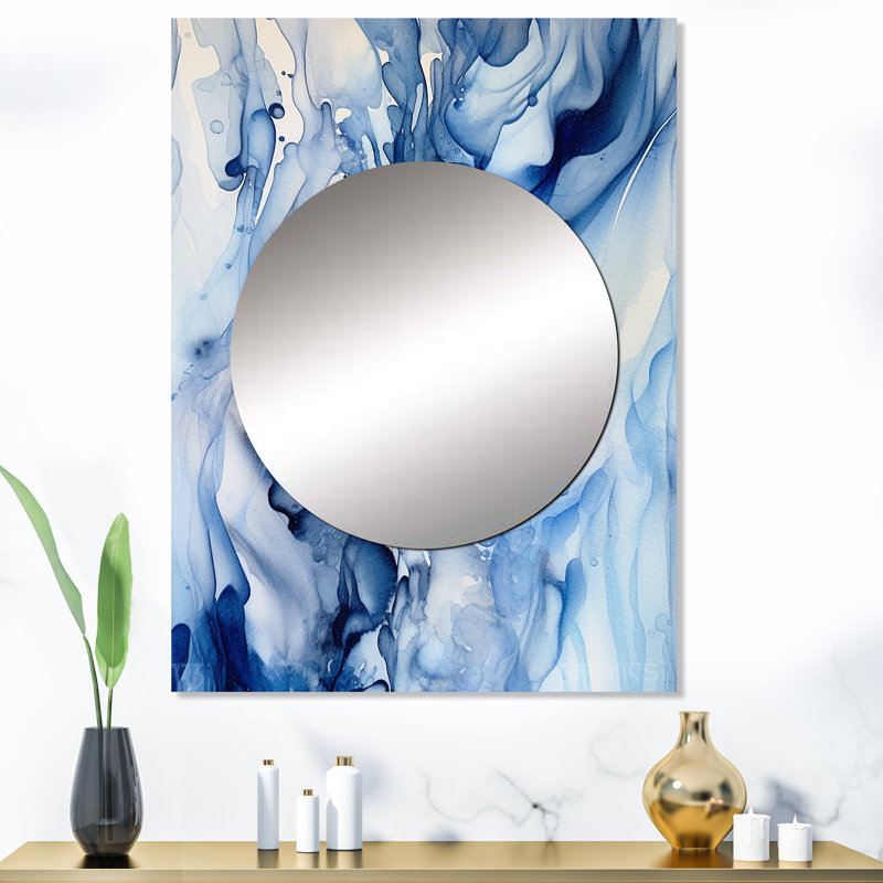 Miroir mural bleu, V, art mural imprimé, 40 po x 30 po