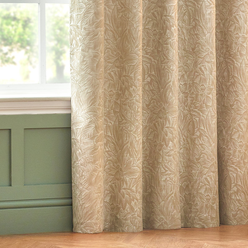 Amelianna Jacquard Pencil Pleat Curtains, Width 168 x Drop 229 cm, Beige