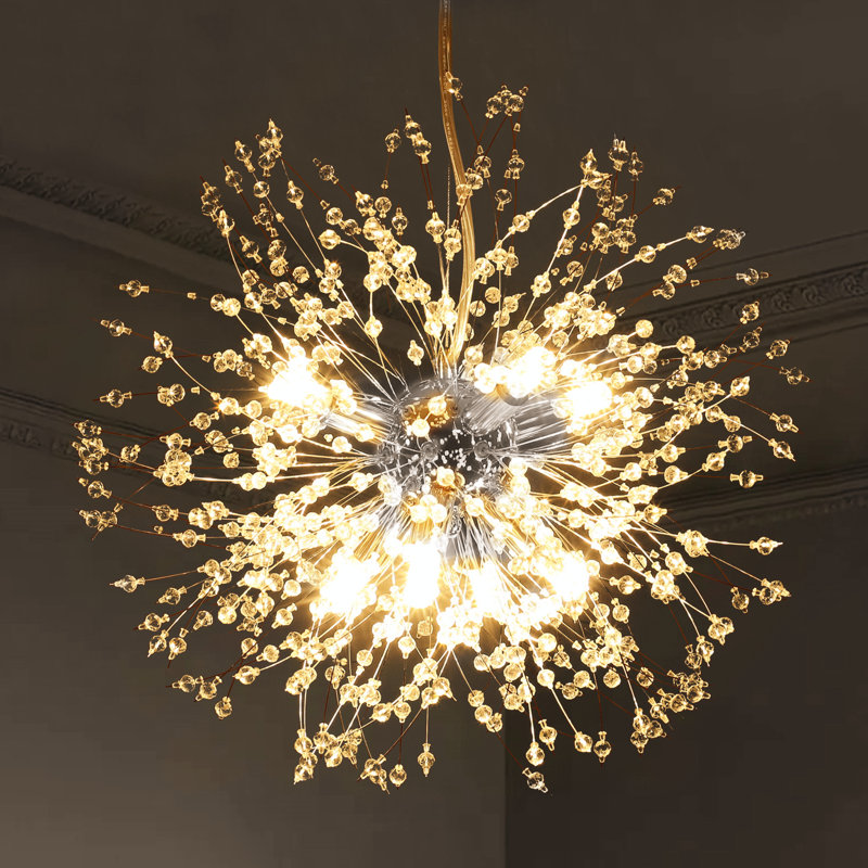 Lustre sphérique unique à 8 lumières Zambrano, Chrome