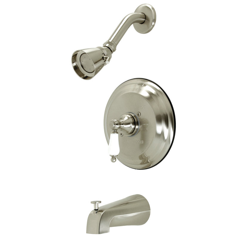 Kingston Brass Restoration Single-Handle Pressure Balanced Tub and Shower Faucet, Brushed Nickel, 7