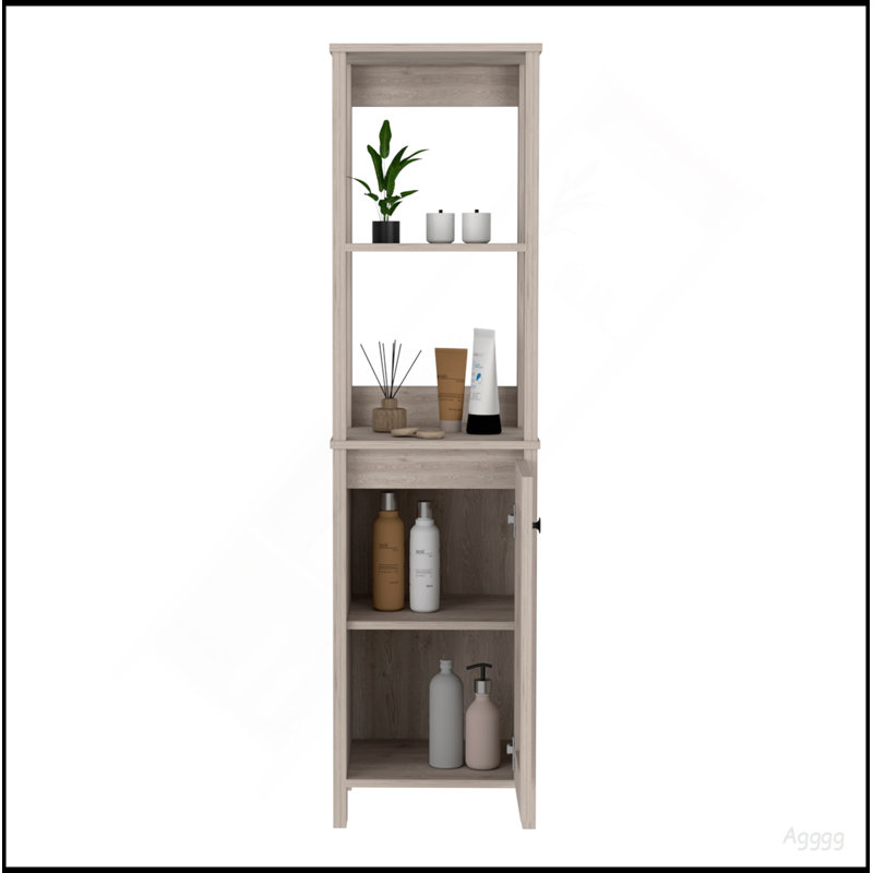 Armoire à linge St. Clair, deux tablettes intérieures, deux tablettes ouvertes, une porte, Gris