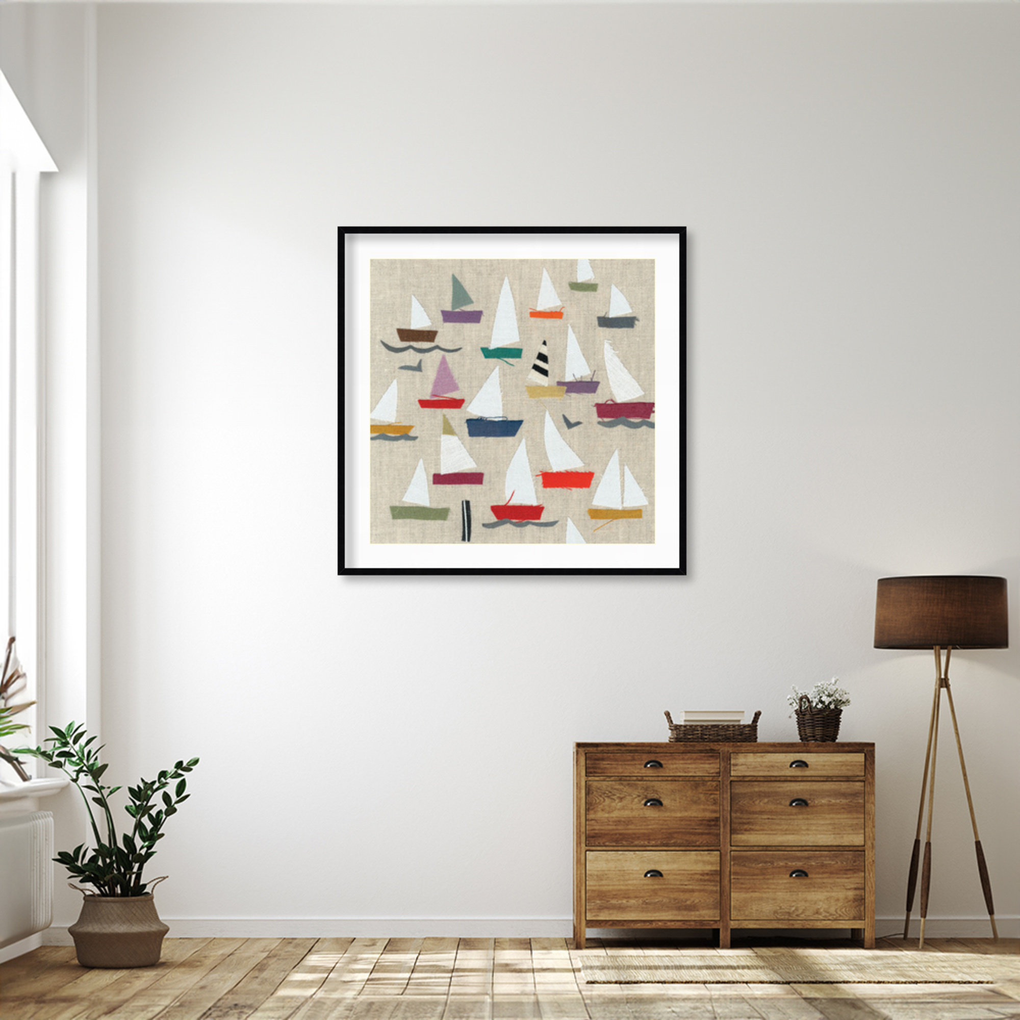 Montier Plain Sailing Framed on Paper by Jenny Frean Print, 41" H x 41" W x 1" D, Black
