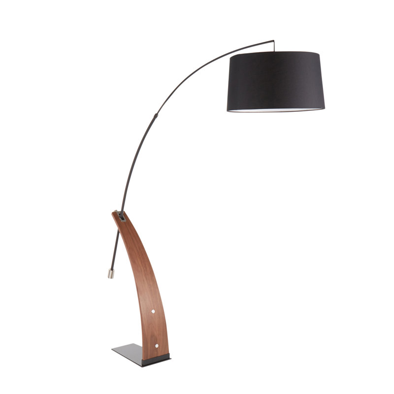 Lampe sur pied arquée 74 po Demariana, Noyer, Noir, Non