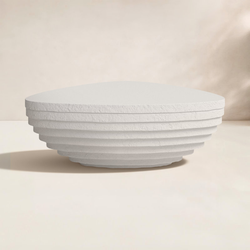Albin Concrete Outdoor Coffee Table, White