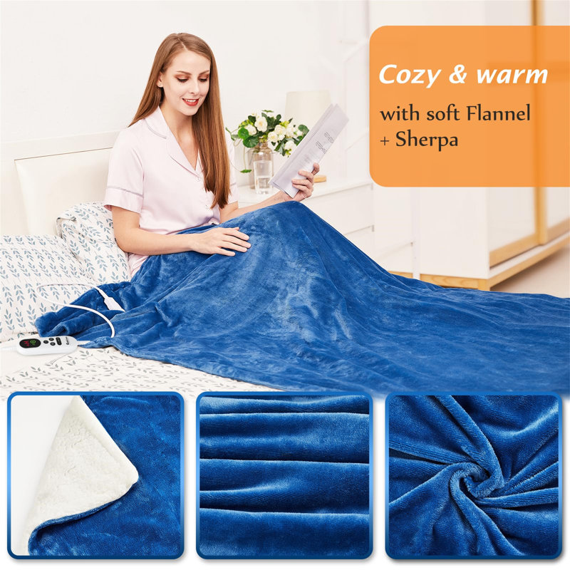 Heated Throw Blanket, Light Blue