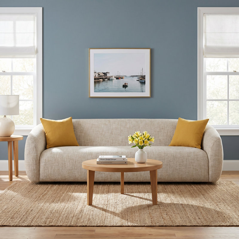 Elberson Galilee 100" Polyester Blend Sofa, Laughlin Ochre 97% Polyester/3% Flax/Linen