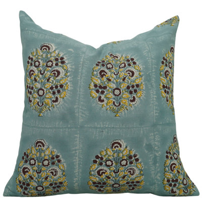 Housse de coussin en toile imprimée à la main à motif de toile de canard imprimé à la main Fab Divine Guldasta pour canapé, lit et salon - 12 po x 20 po