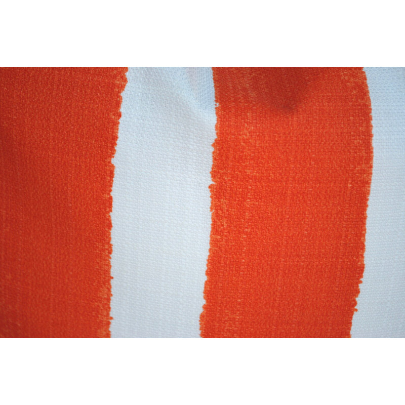 Orange Striped Outdoor Pillow Cover, 15.50" H x 15.50" W, White/Orange, Pillow Cover Only - No Insert