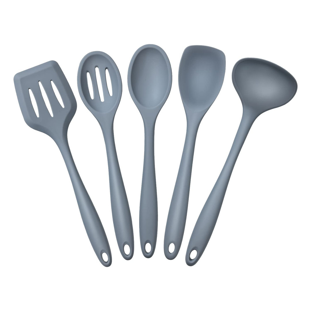 5 Piece Premium Silicone Kitchen Baking Set - Spatulas, Spoons & Turner - Heat Resistant Cooking Utensil(Red)