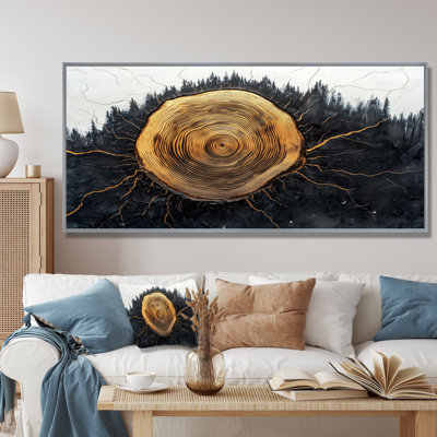 Forêt forêt glissade sur cristal onyx noir - Art mural forêt pour le salon