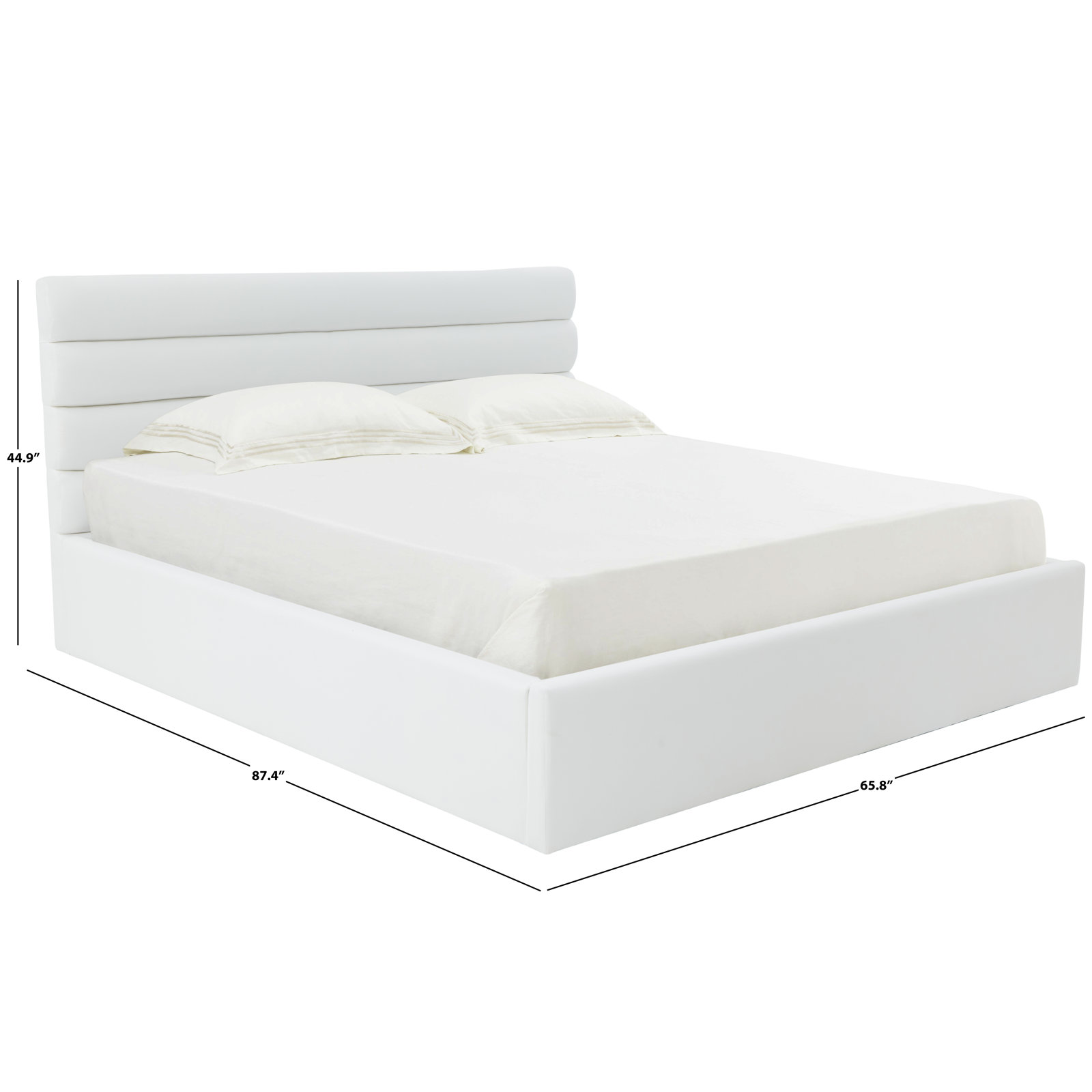 Ruma Upholstered Platform Bed, White, Queen