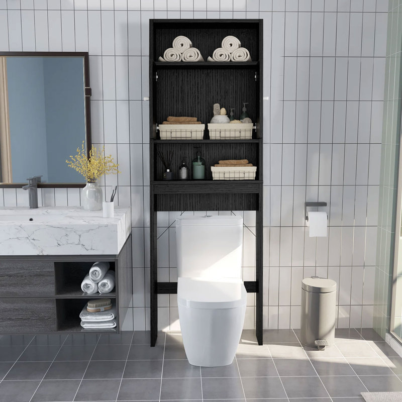 Rias Freestanding Over The Toilet Storage, Black