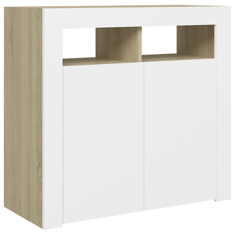 Buffet avec lumières DEL Orren Ellis 31,5 po x 14 po x 30 po, Blanc