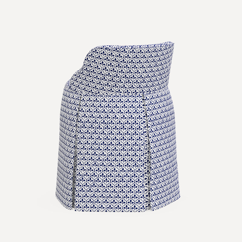 Meha Vanity Chair, Jr Sadhil Blue Geometric Linen