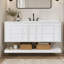 Meuble-lavabo mural de 48 pouces (122 cm) avec 2 tiroirs, une tablette inférieure ouverte et sans poignées.