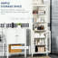 Tour à linge à 3 niveaux pour salle de bain, blanc antique, armoire autoportante, porte vitrée, tablette de rangement réglable, tablettes, blanc