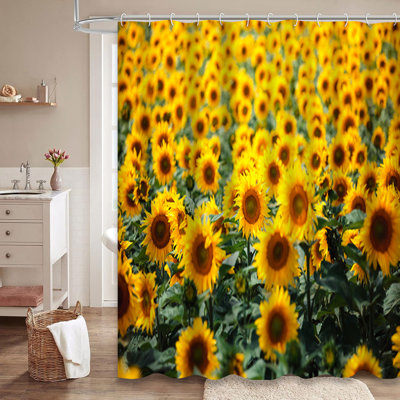Rideau de douche avec 12 crochets Sunflower Field Summer Farm
