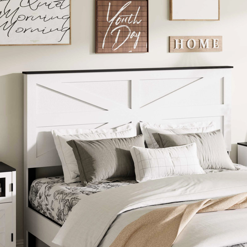Très grand cadre de lit très grand avec design en métal et en bois blanc, bruit, pas de sommier tapissier, assemblage facile, rangement sous le lit, tête de lit en forme de mi pour la chambre à coucher en blanc, composé de bois, ressorts nécessaires,
