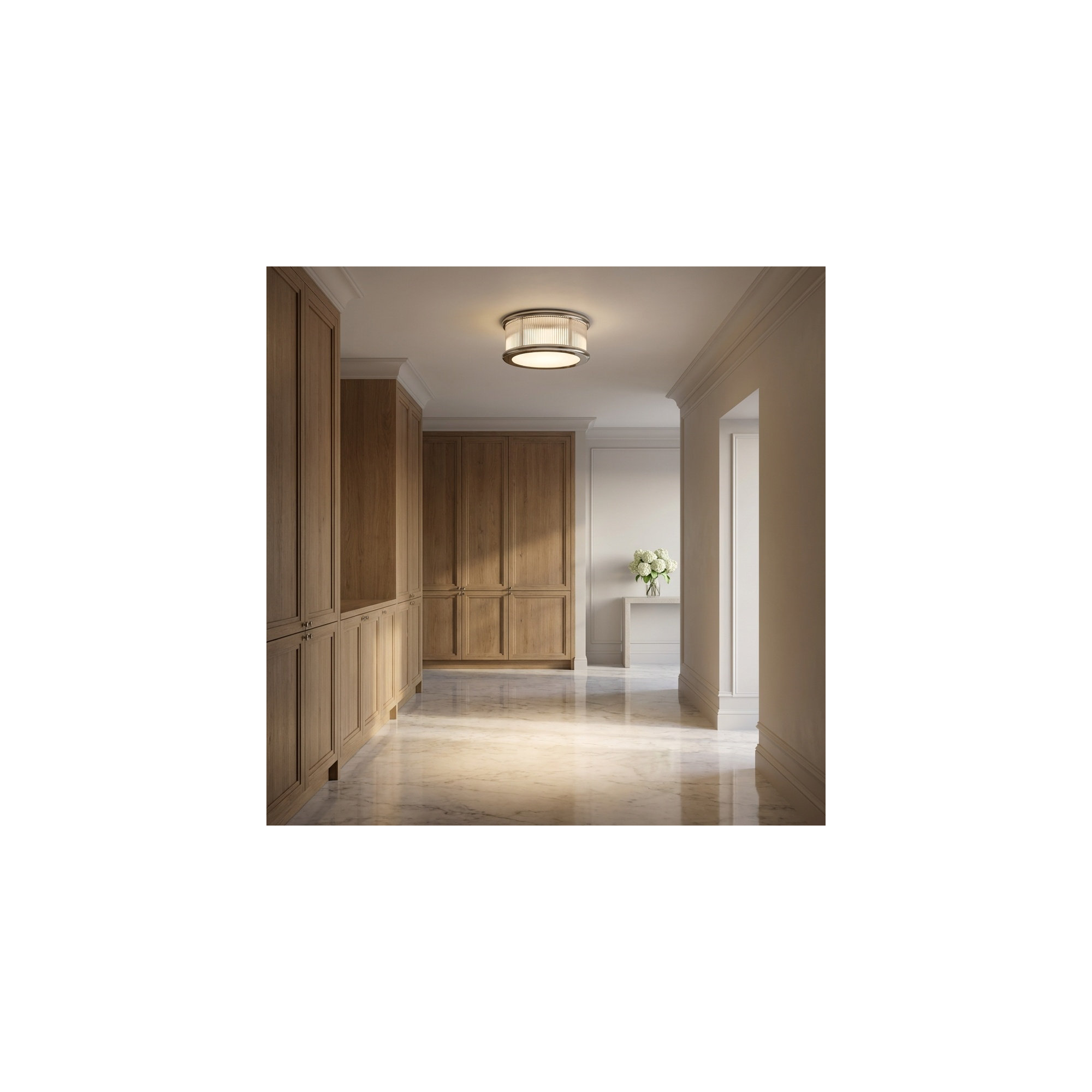 Rigsby Flush Mount, Polished Nickel, 6" H x 14" W x 14" D