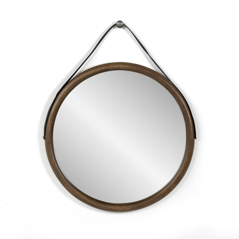 Des Round Solid Wood Mirror, Auburn Poplar