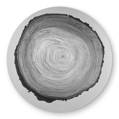 Grayscale Round Wood Log | Outdoor Area Rug for Home Decor