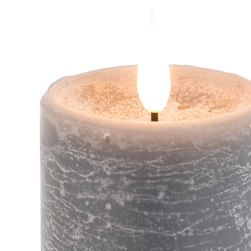 Unscented Flameless Pillar Candle with Plastic Holder, Grey