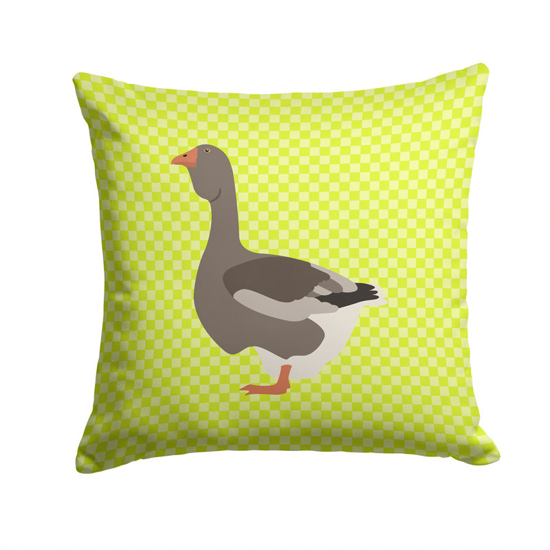 Goose Fabric Outdoor Throw Pillow, Green, 14" x 14"