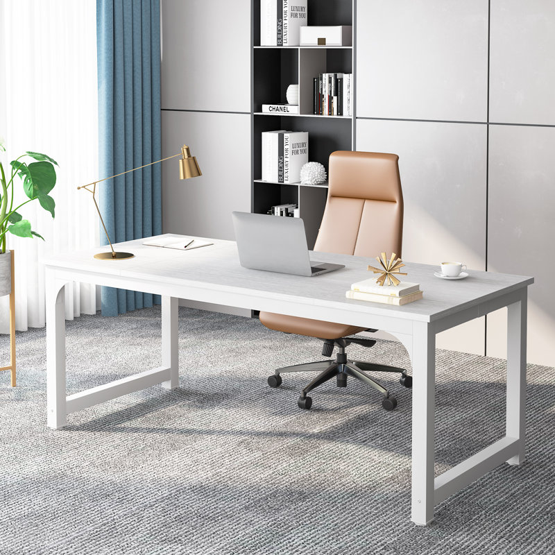 Waltman Rectangle Office Desk, White, 75Cm H x 180Cm W x 80Cm D