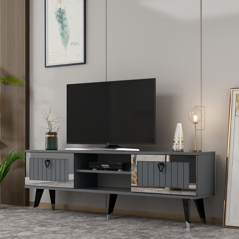 Olivia Unfinished TV Stand for TVs up to 60", Grey/Silver