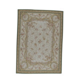 Hand-Knotted High-Quality Ivory and Green Area Rug
