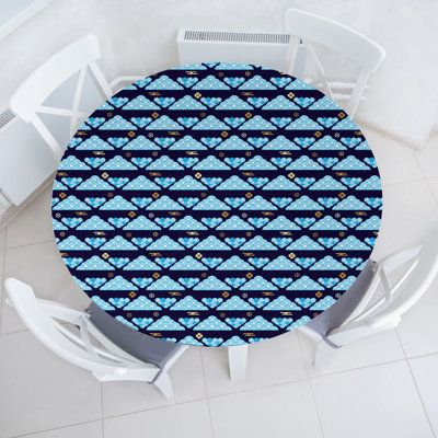 East Urban Home Japanese Fitted Round TableclIndigo Deep Sky Blue 80245