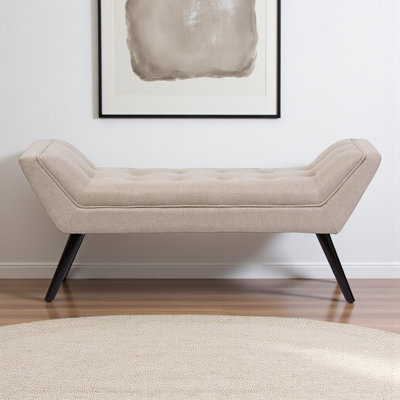 Aitkin Linen Upholstered Bench in Beige Finish, 20.87'' H X 49.92'' W X 17.36'' D