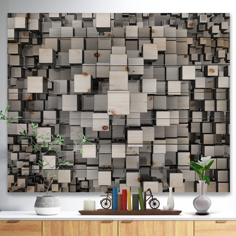Art mural en métal noir et gris , H 15 po x l 20 po x P 1 po, Bois