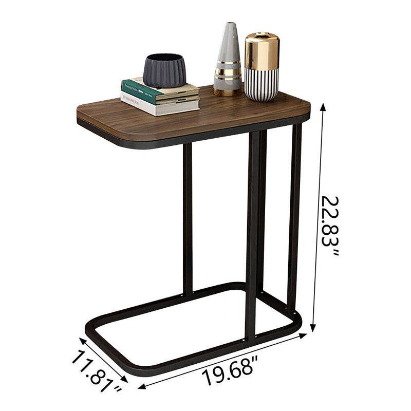 C-shaped Sofa Side Table Modern Side Table End Table With Sturdy Metal Frame, Black