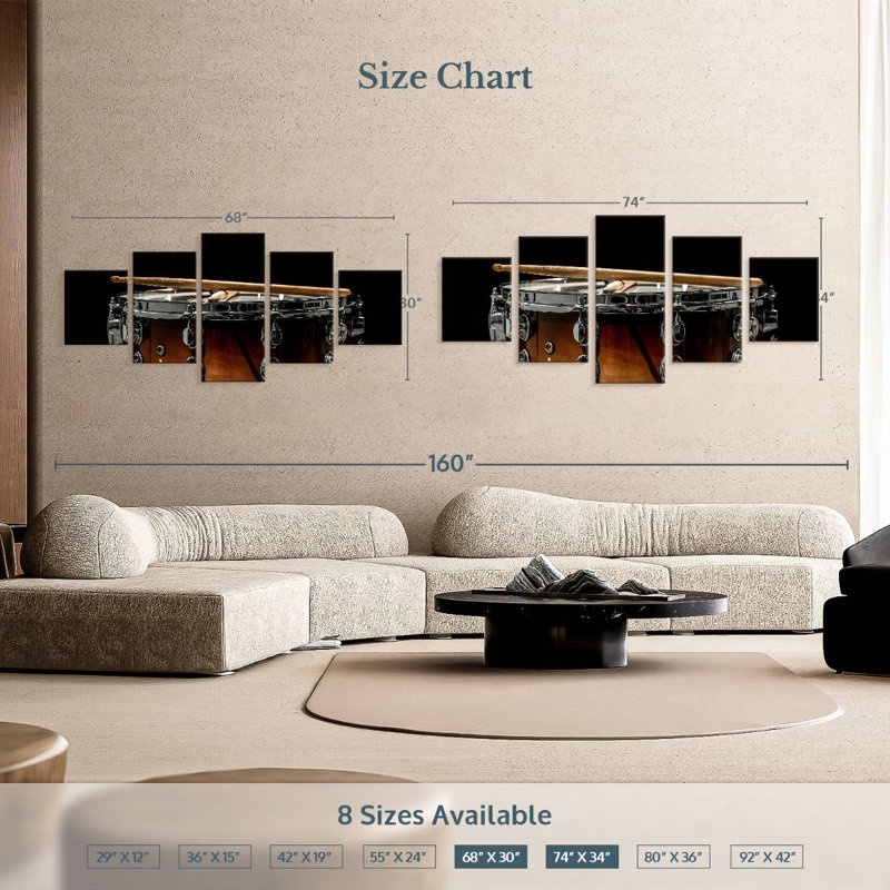 Tambour musical, H 30 po x l 68 po