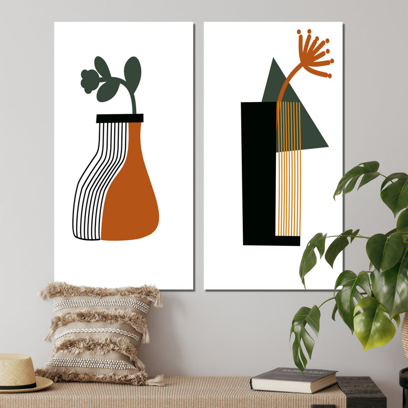 «Bohemian Mid Century Geometric Typographie VI», ensemble de 2 impressions, Toile tendue, H 20 po x l 24 po x P 1 po